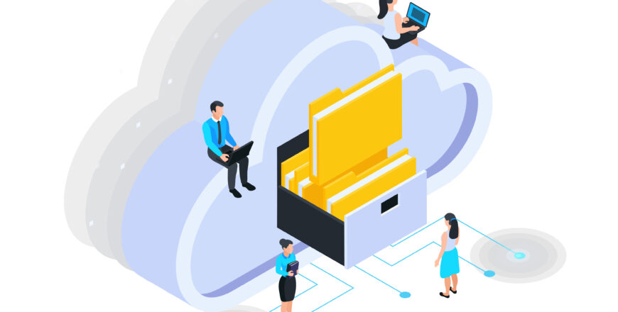 Cloud Folders Isometric Composition