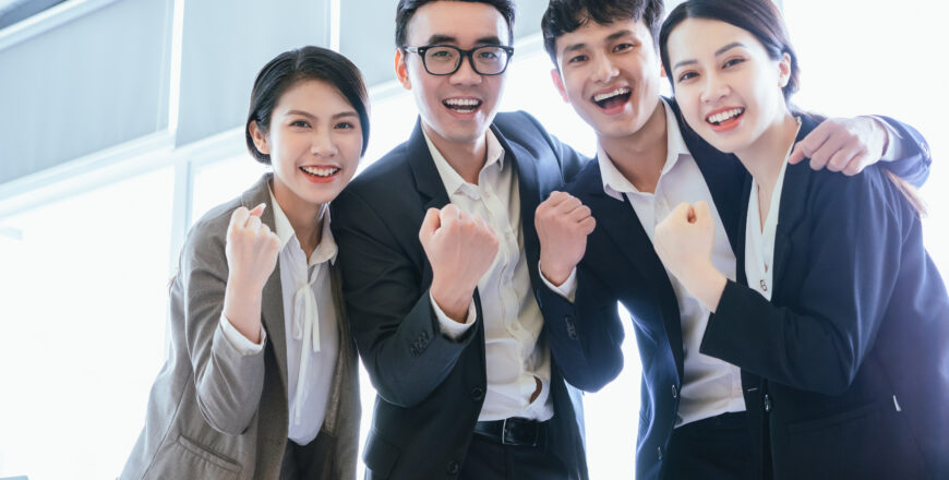 Group portrait of Asian business people